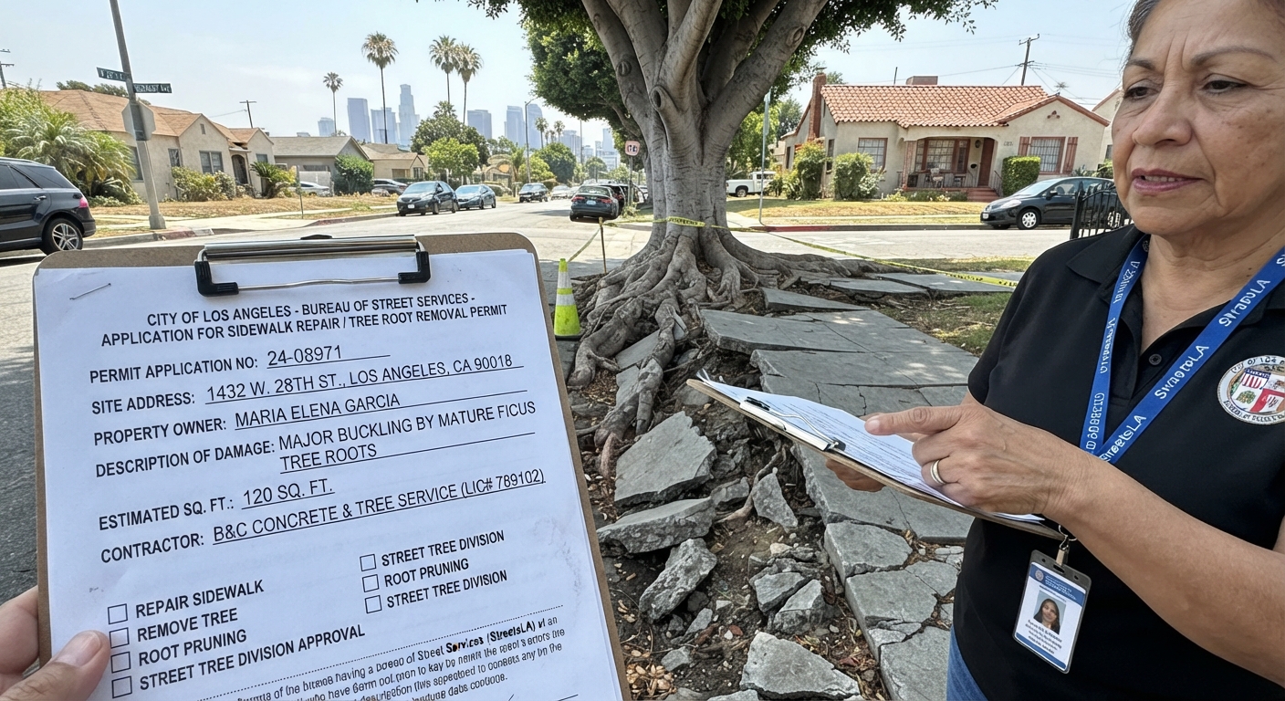 Tree Root Damaged Sidewalk Permit Application Los Angeles