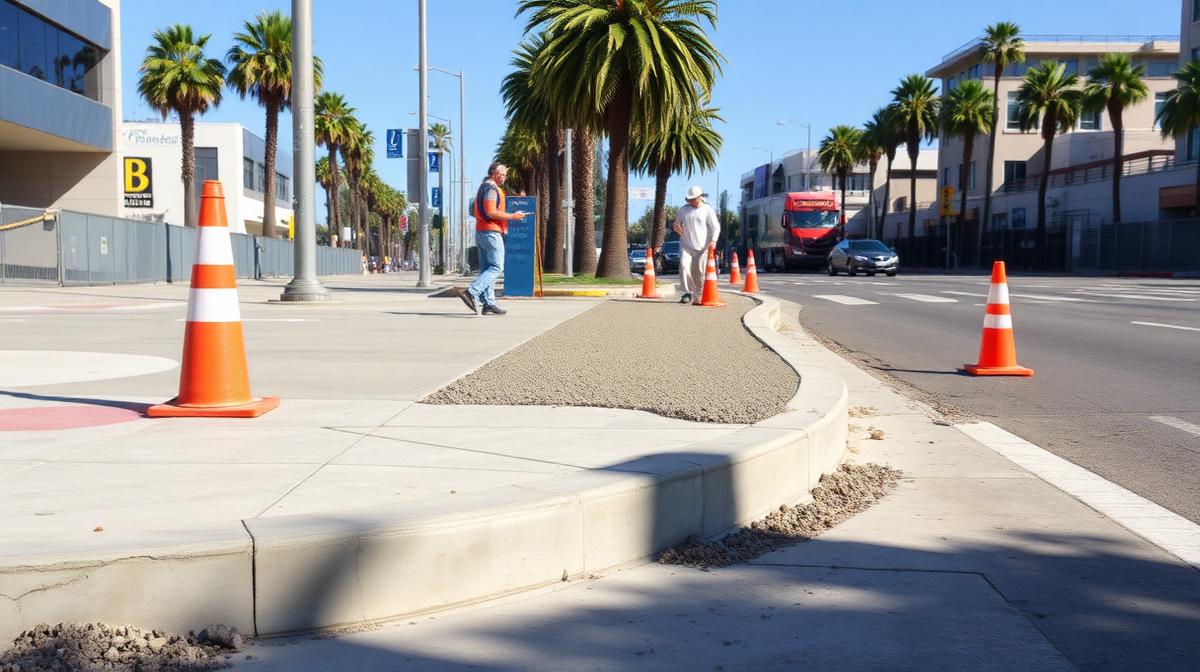 Professional concrete crew performing A-Permit construction work in Los Angeles