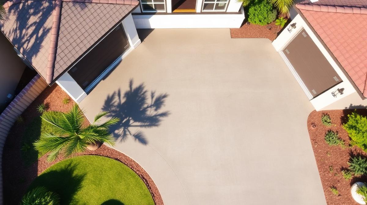 Newly installed concrete driveway approach in a Los Angeles residential neighborhood